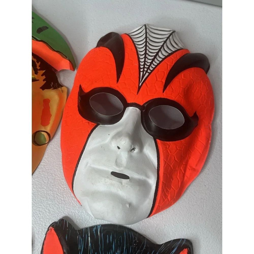 Vtg Halloween Mask Lot Cat, Tiger, Steve Miller, Asian